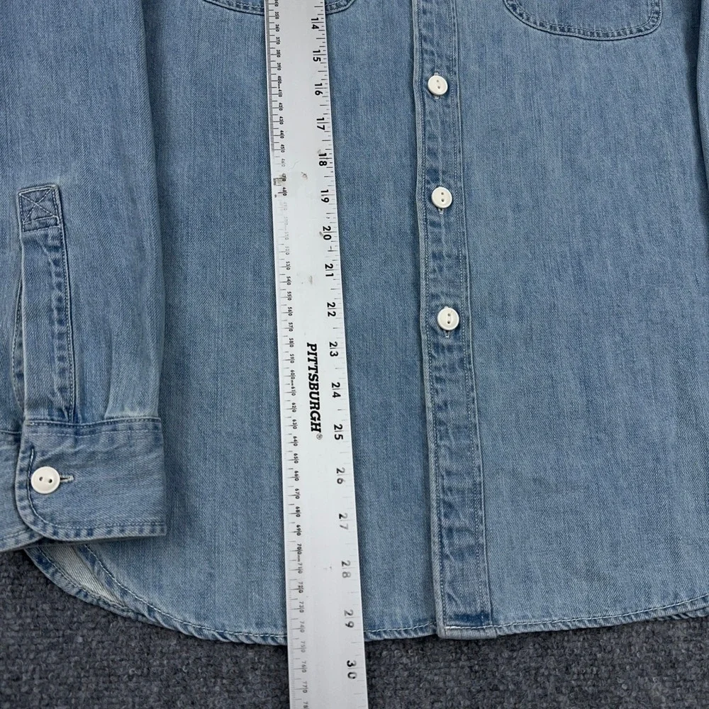 J.Crew Midweight Denim Workshirt Mens Small Light Wash Long Sleeve Utility BT744